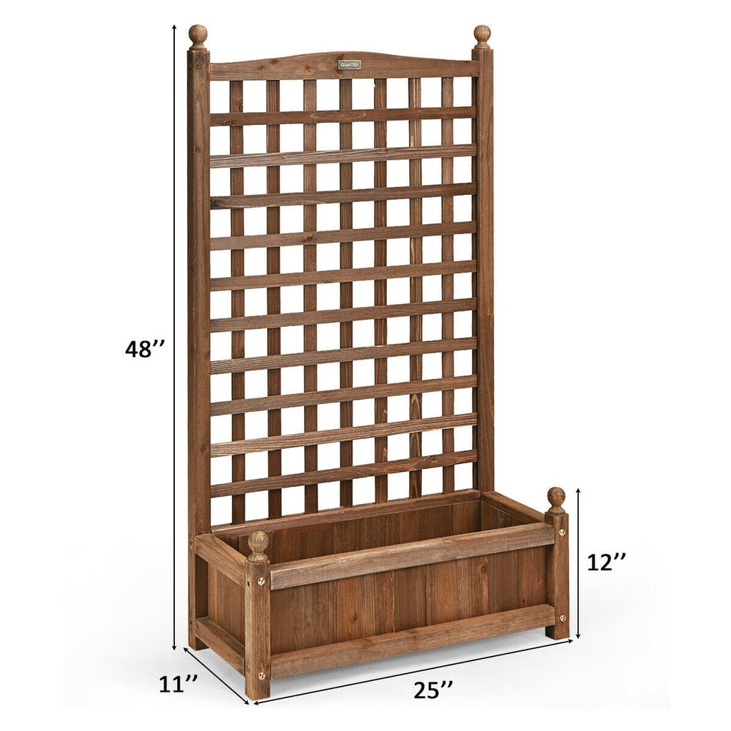 Solid Free Standing Wood Planter Box with Trellis for Garden - Cheeky Garden