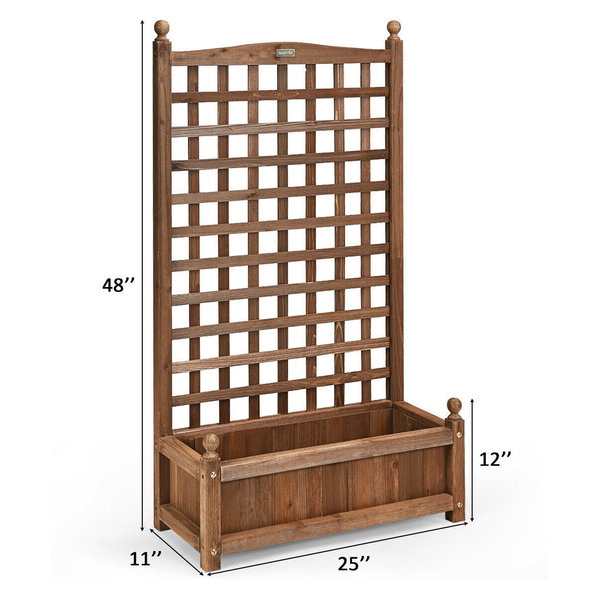 Solid Free Standing Wood Planter Box with Trellis for Garden - Cheeky Garden