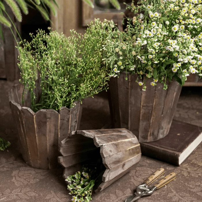 Spliced Solid Wood Planter Round - Cheeky Garden