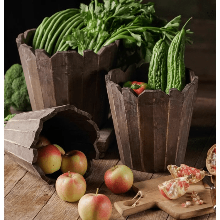 Spliced Solid Wood Planter Round - Cheeky Garden