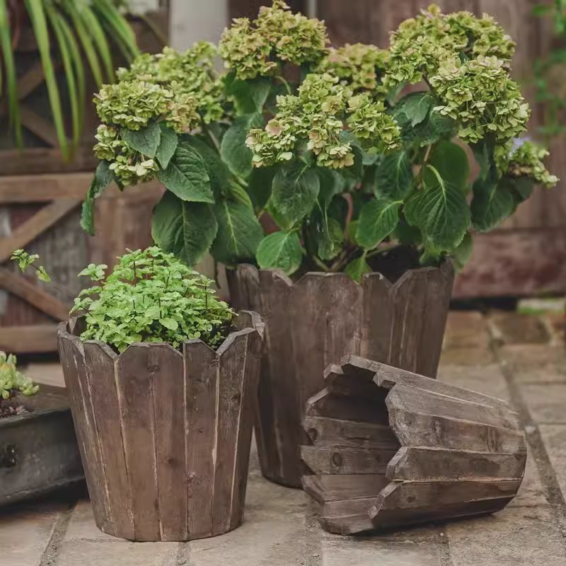 Spliced Solid Wood Planter Round - Cheeky Garden