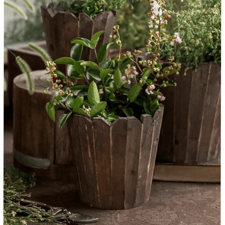 Spliced Solid Wood Planter Round - Cheeky Garden