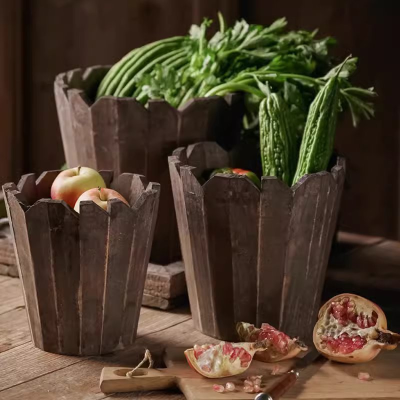 Spliced Solid Wood Planter Round - Cheeky Garden