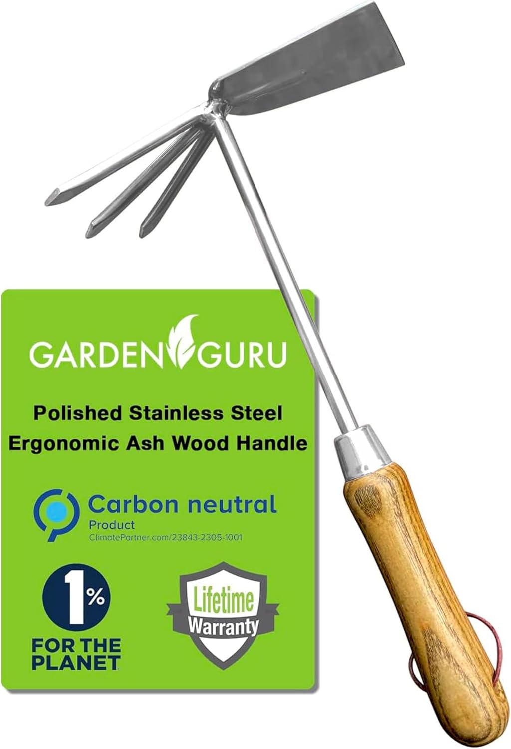 Stainless Steel Garden Cultivator Hoe with Wood Handle - Cheeky Garden
