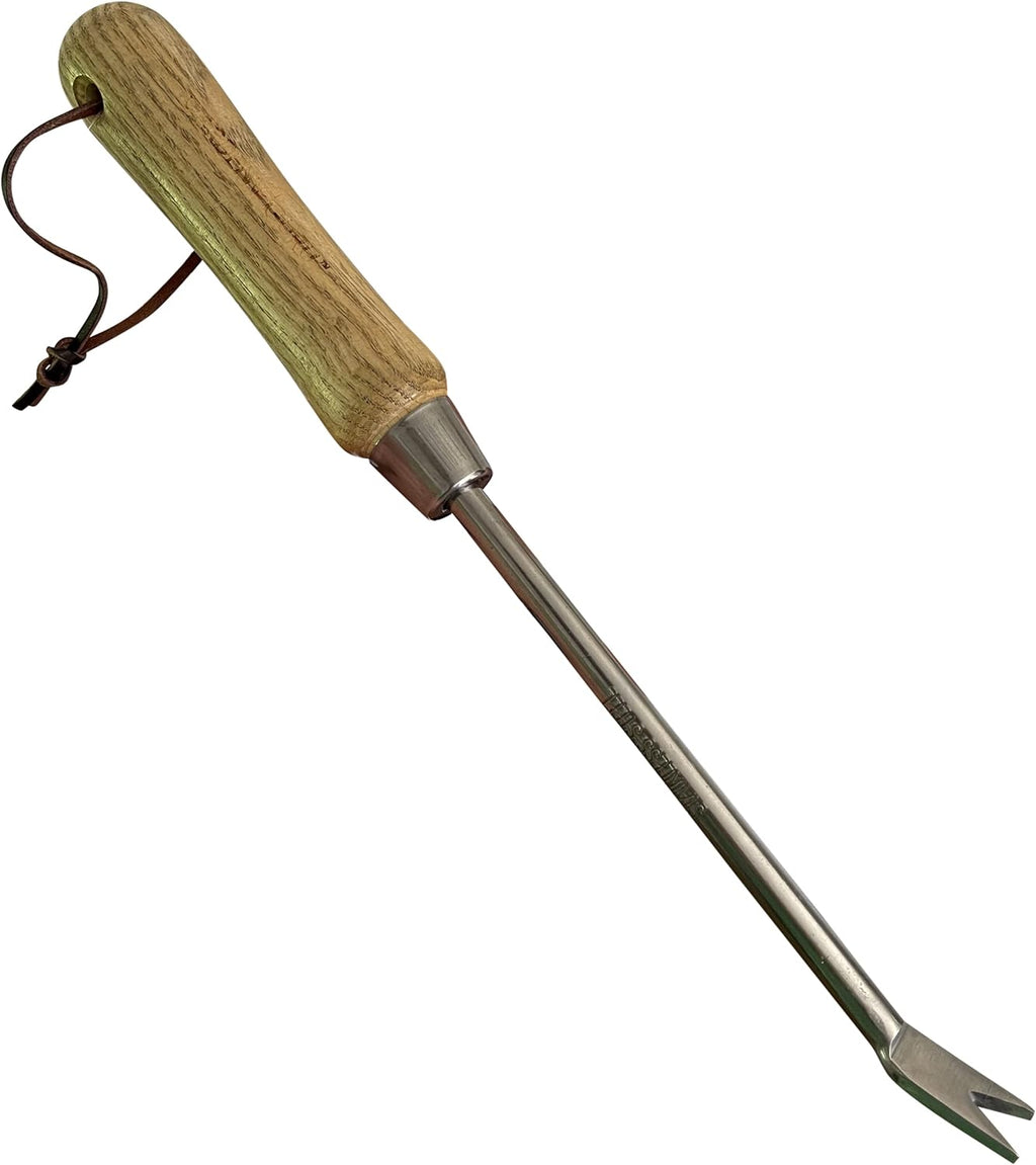 Stainless Steel Garden Dandelion Weeder (classic wood handle) - Cheeky Garden
