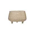 Stoneware Footed Planter with Glazed Finish - Cheeky Garden