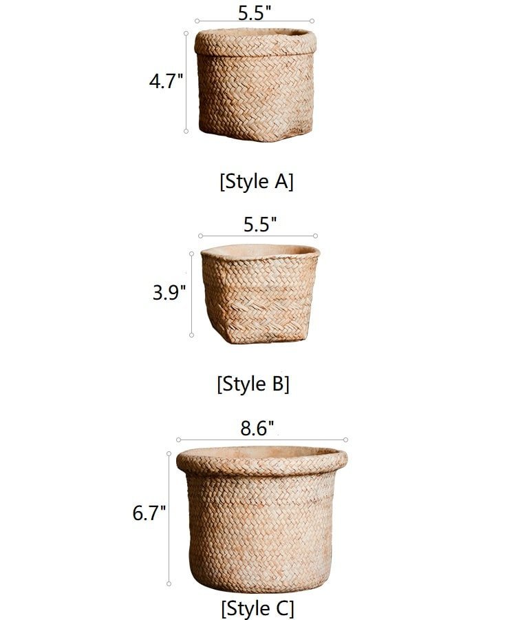 Straw Basket Style Concrete Planter - Cheeky Garden