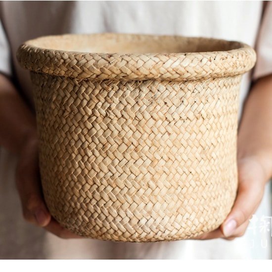 Straw Basket Style Concrete Planter - Cheeky Garden