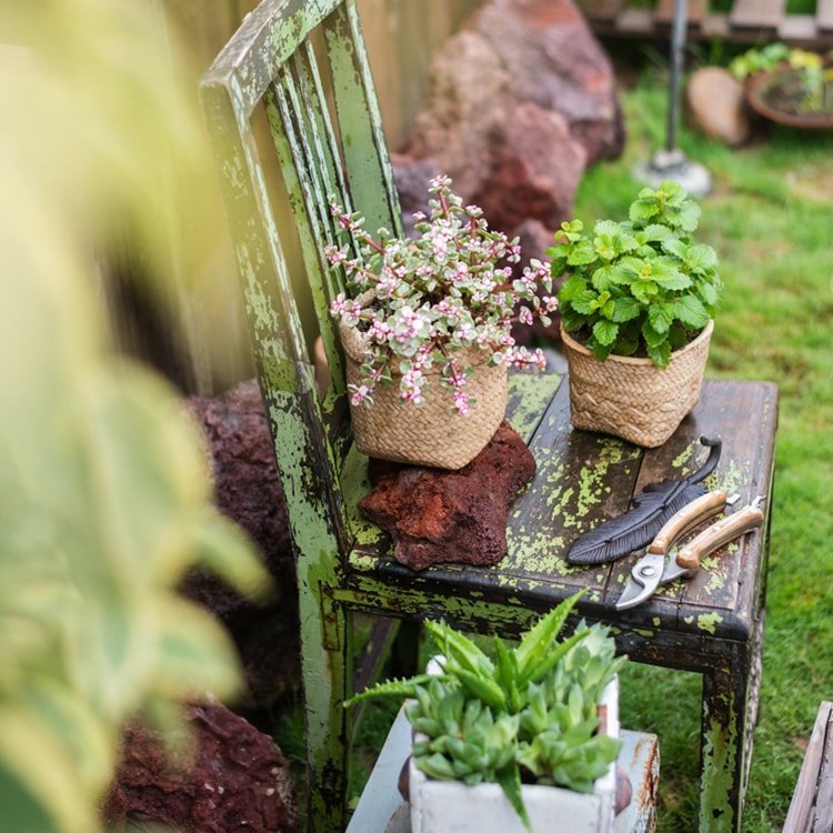 Straw Basket Style Concrete Planter - Cheeky Garden