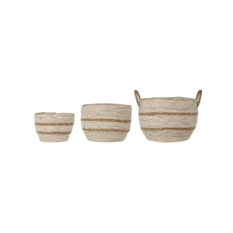 Striped Maize Storage Baskets / Planters, Set of 3 - Cheeky Garden
