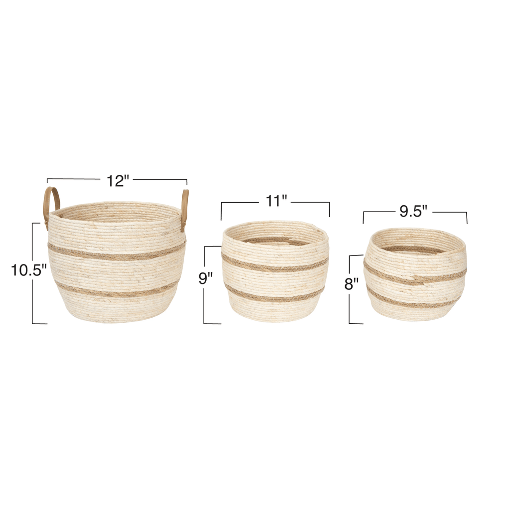 Striped Maize Storage Baskets / Planters, Set of 3 - Cheeky Garden