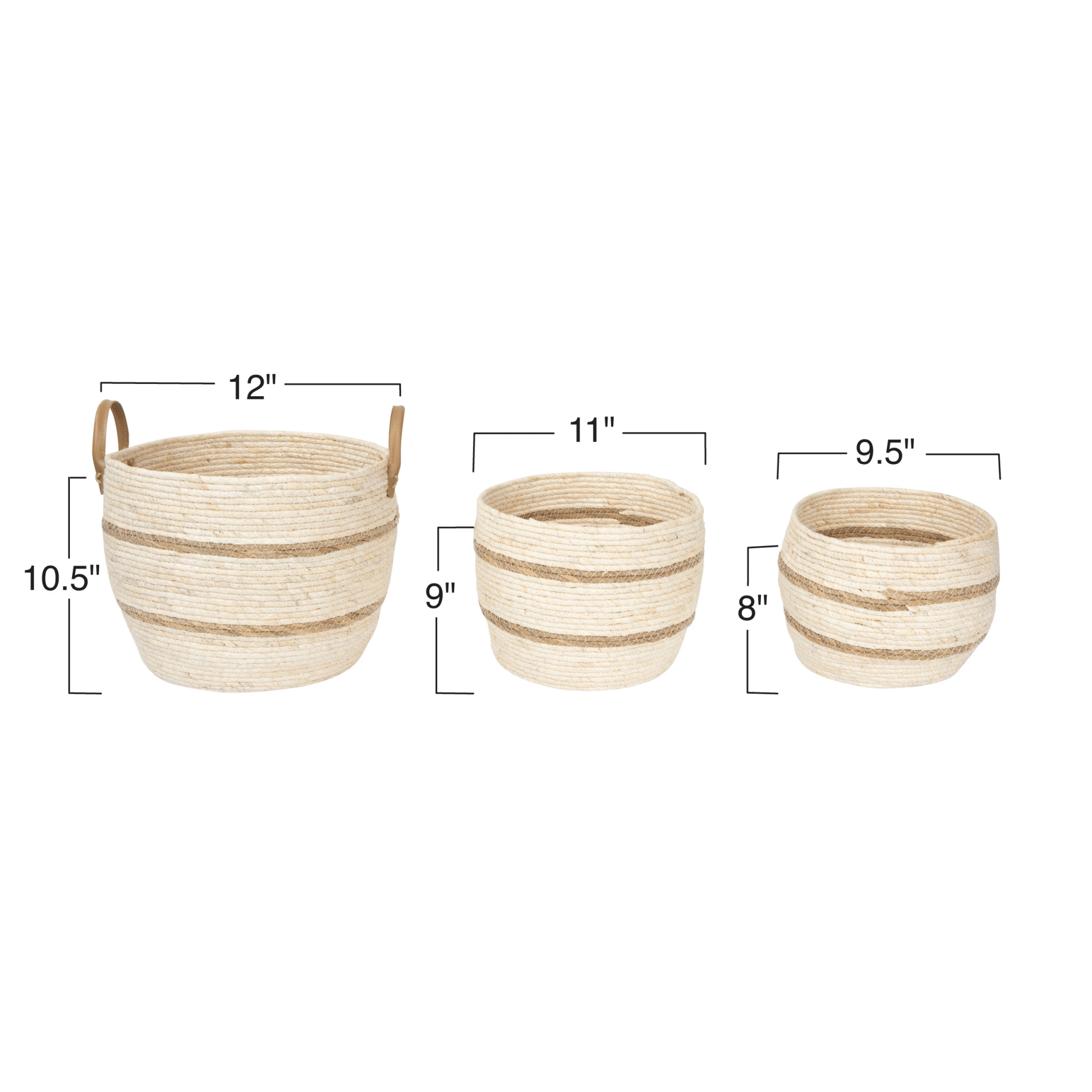 Striped Maize Storage Baskets / Planters, Set of 3 - Cheeky Garden