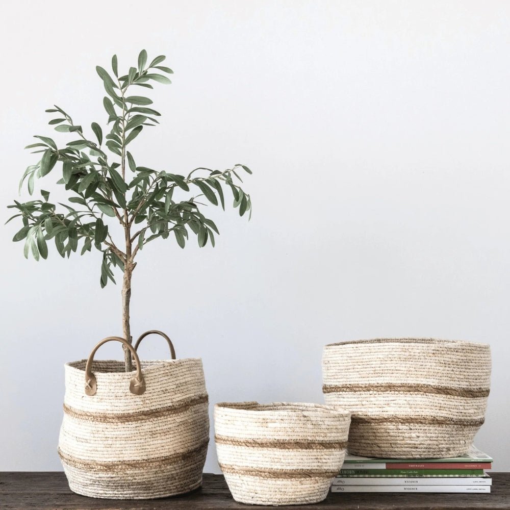 Striped Maize Storage Baskets / Planters, Set of 3 - Cheeky Garden