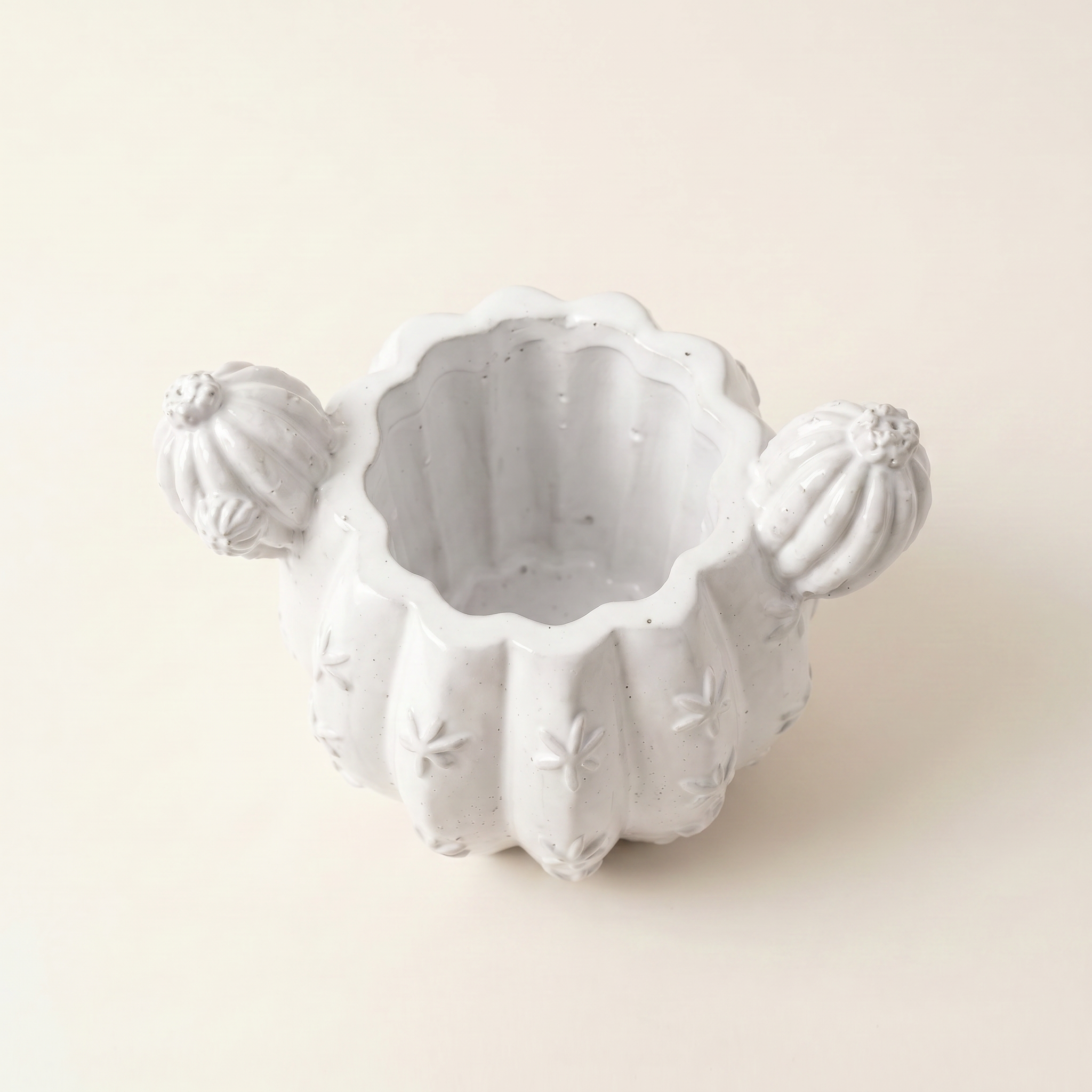 Barrel Cactus Planter – Gypsum White 3.5"