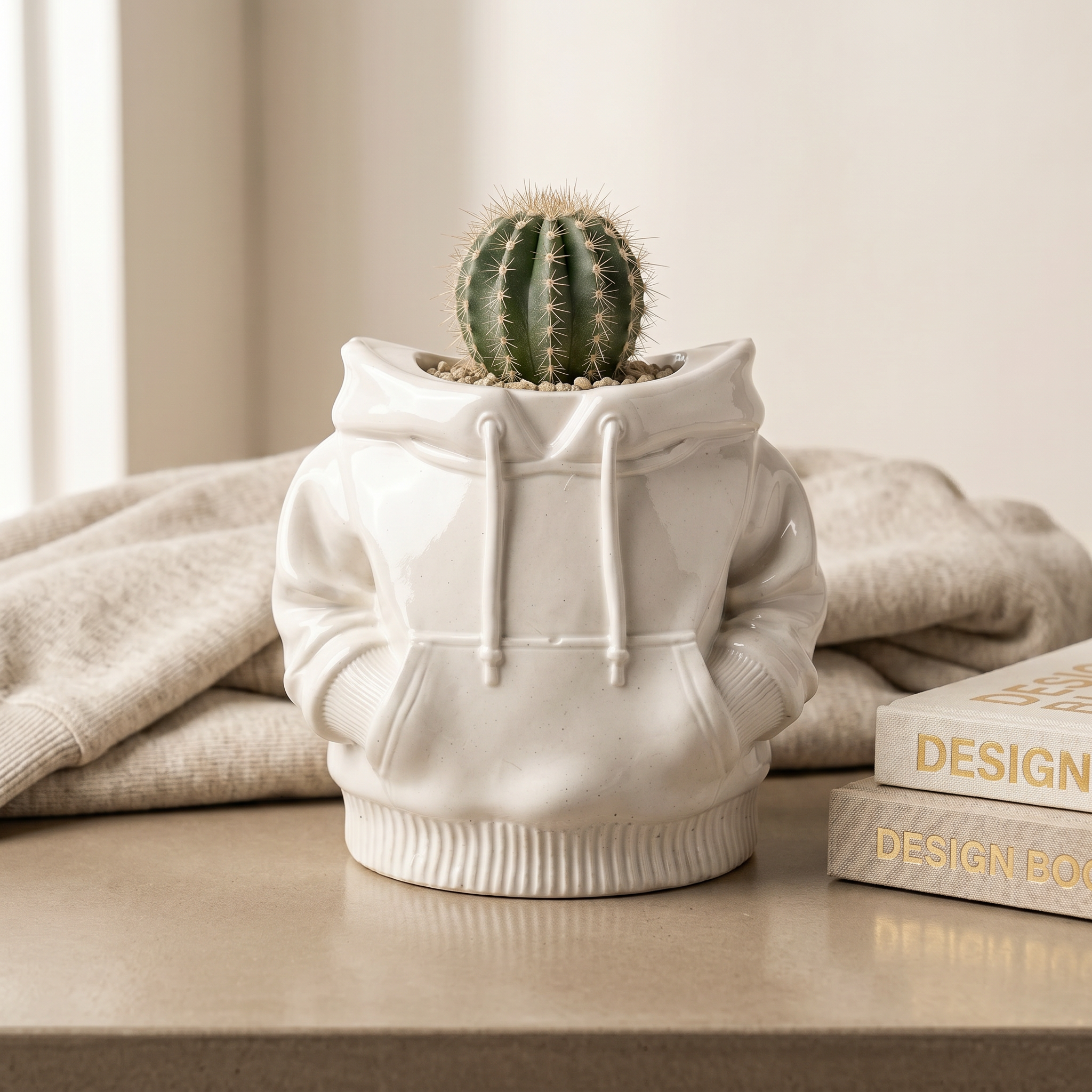 Hoodie Sweatshirt Planter – Gypsum White 4"