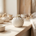 Mini Clam Shell Planter – Gypsum White 3"