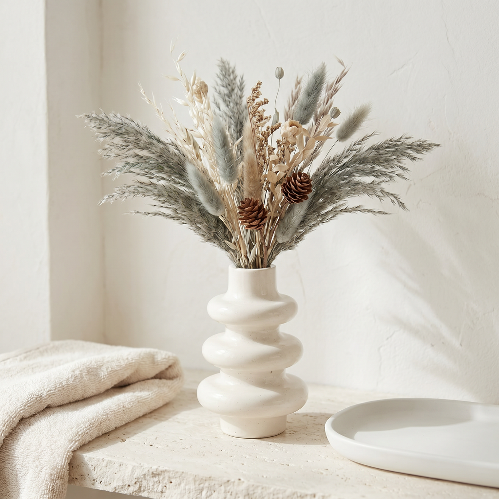 Stacked Bubble 3-Tier Gypsum Vase – Gypsum White 5"