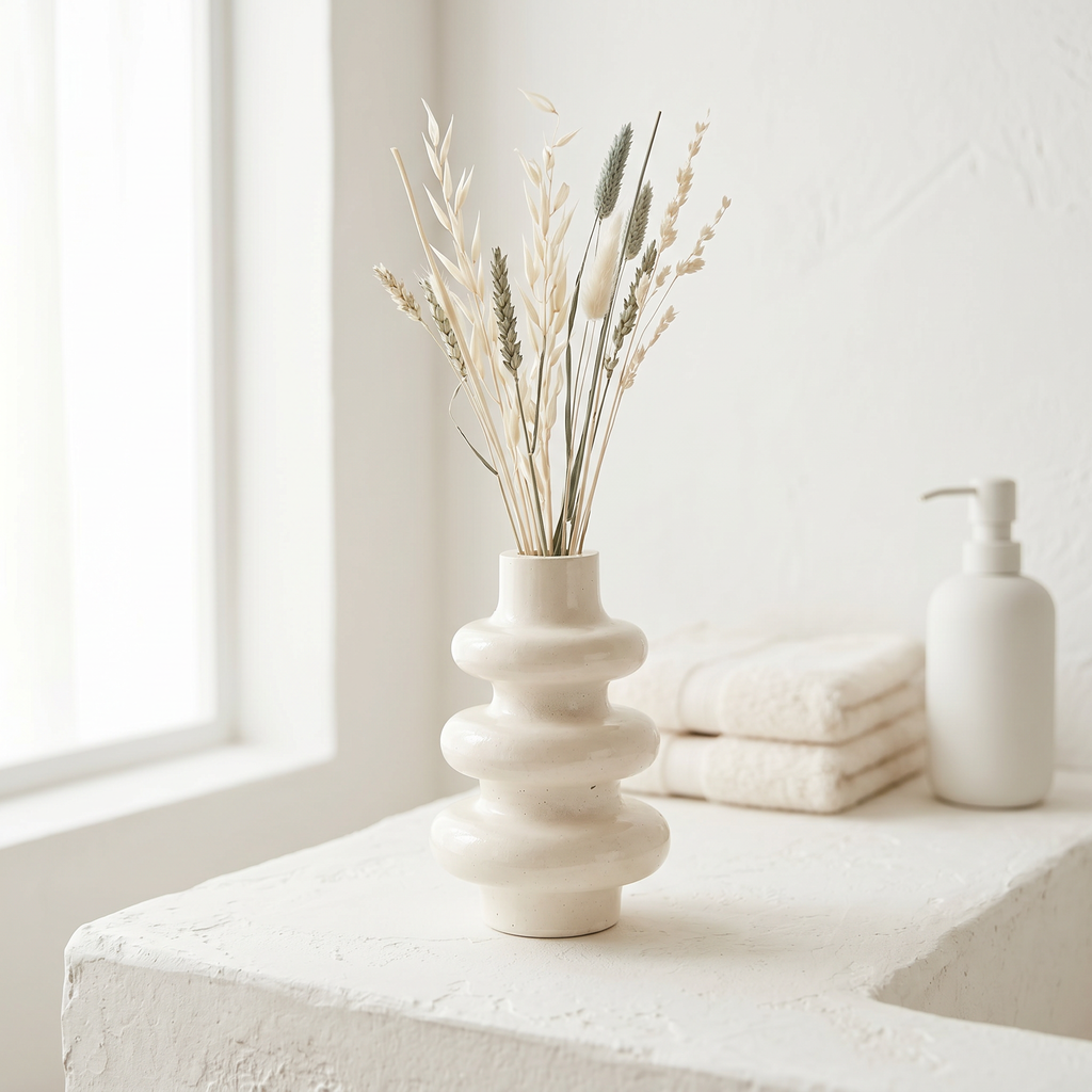 Stacked Bubble 3-Tier Gypsum Vase – Gypsum White 5"