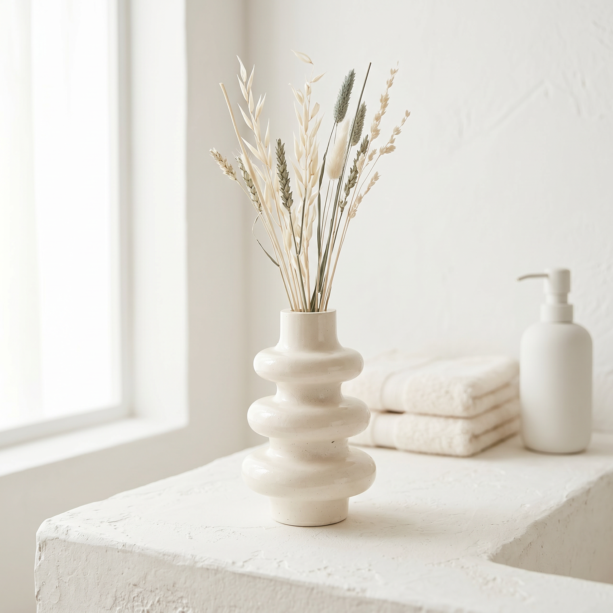 Stacked Bubble 3-Tier Gypsum Vase – Gypsum White 5"