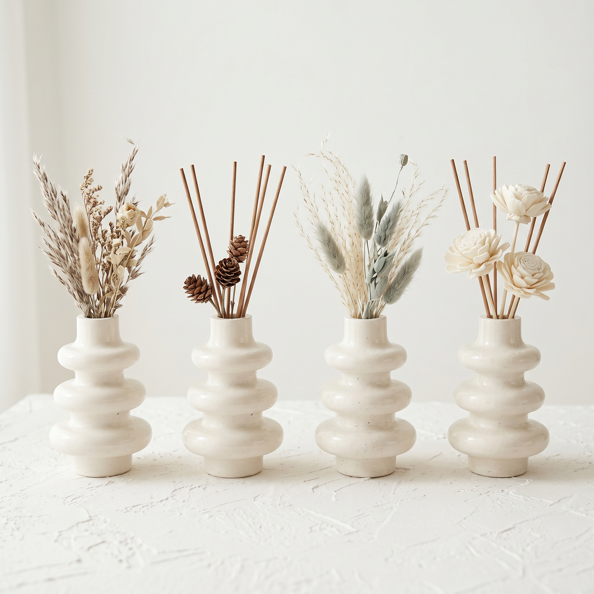 Stacked Bubble 3-Tier Gypsum Vase – Gypsum White 5"