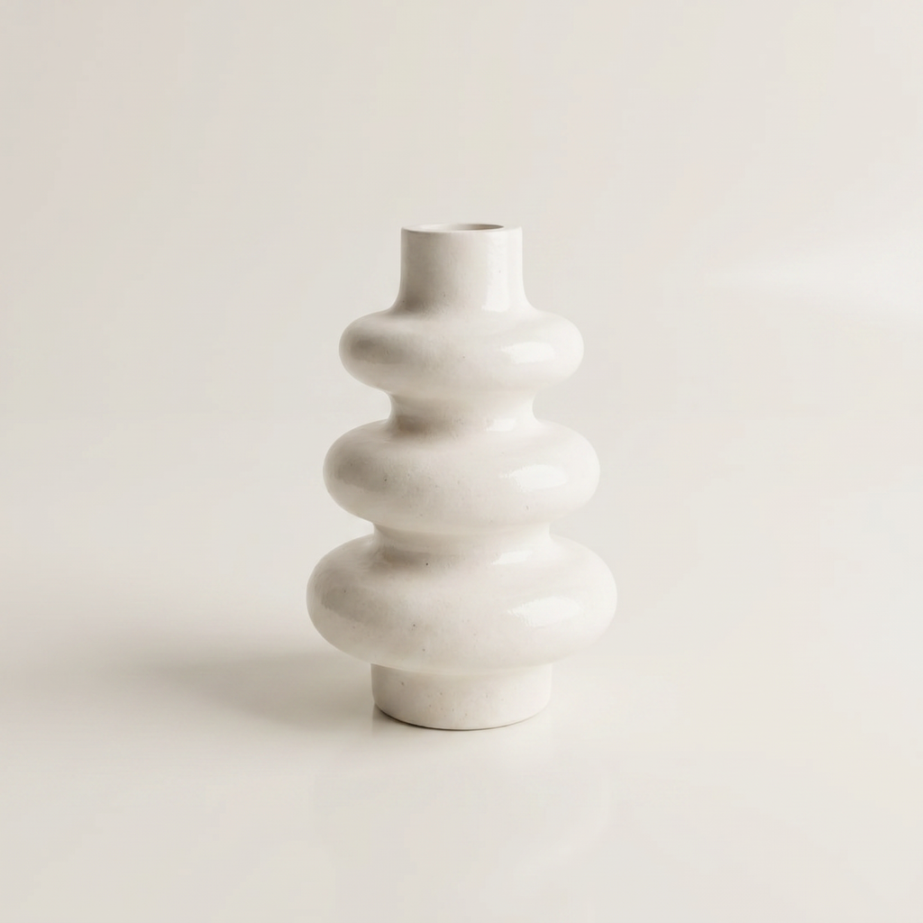 Stacked Bubble 3-Tier Gypsum Vase – Gypsum White 5"