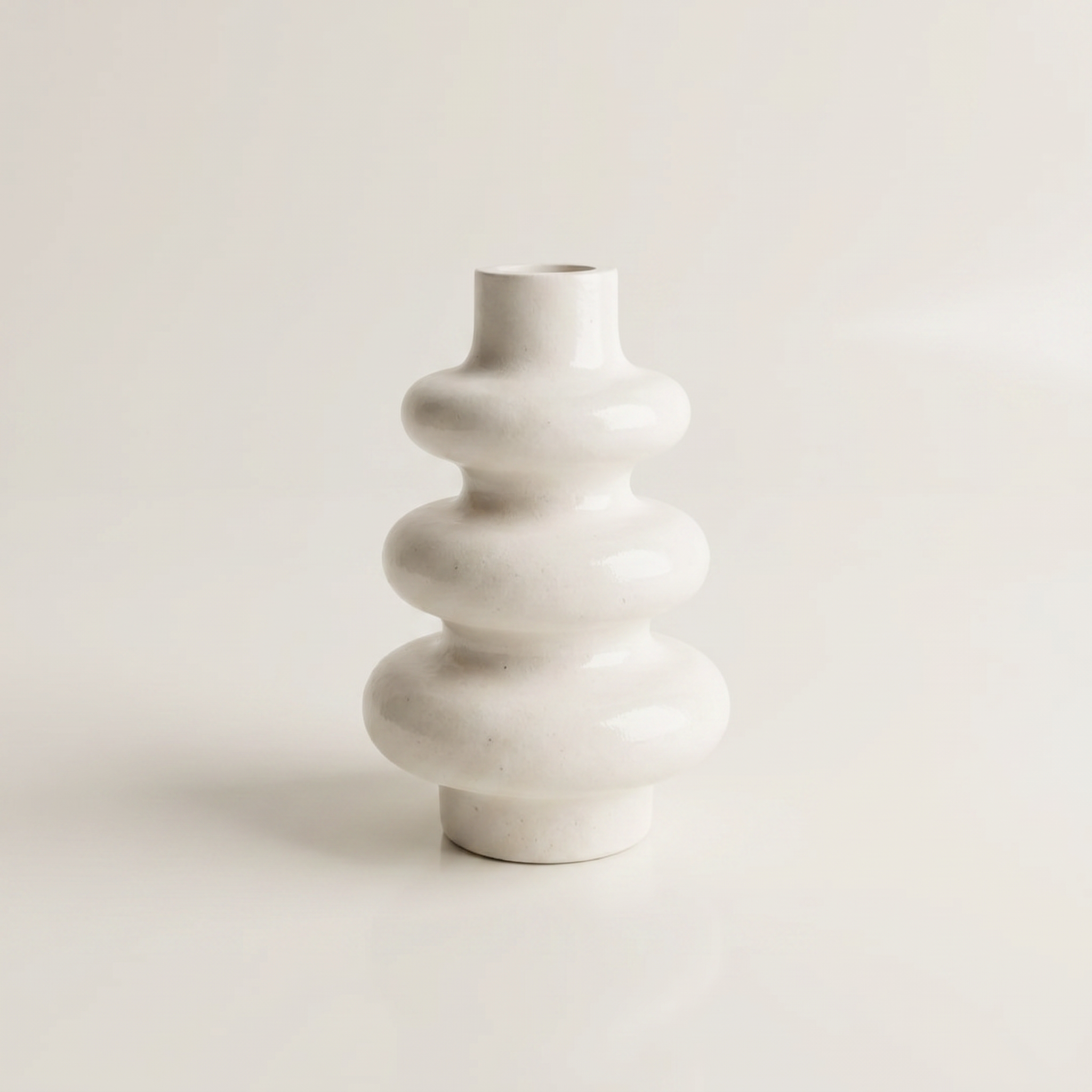 Stacked Bubble 3-Tier Gypsum Vase – Gypsum White 5"