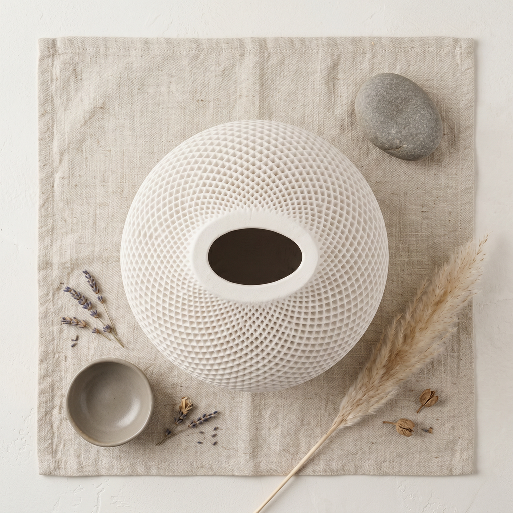 Teardrop Honeycomb Vase – Gypsum White 5"