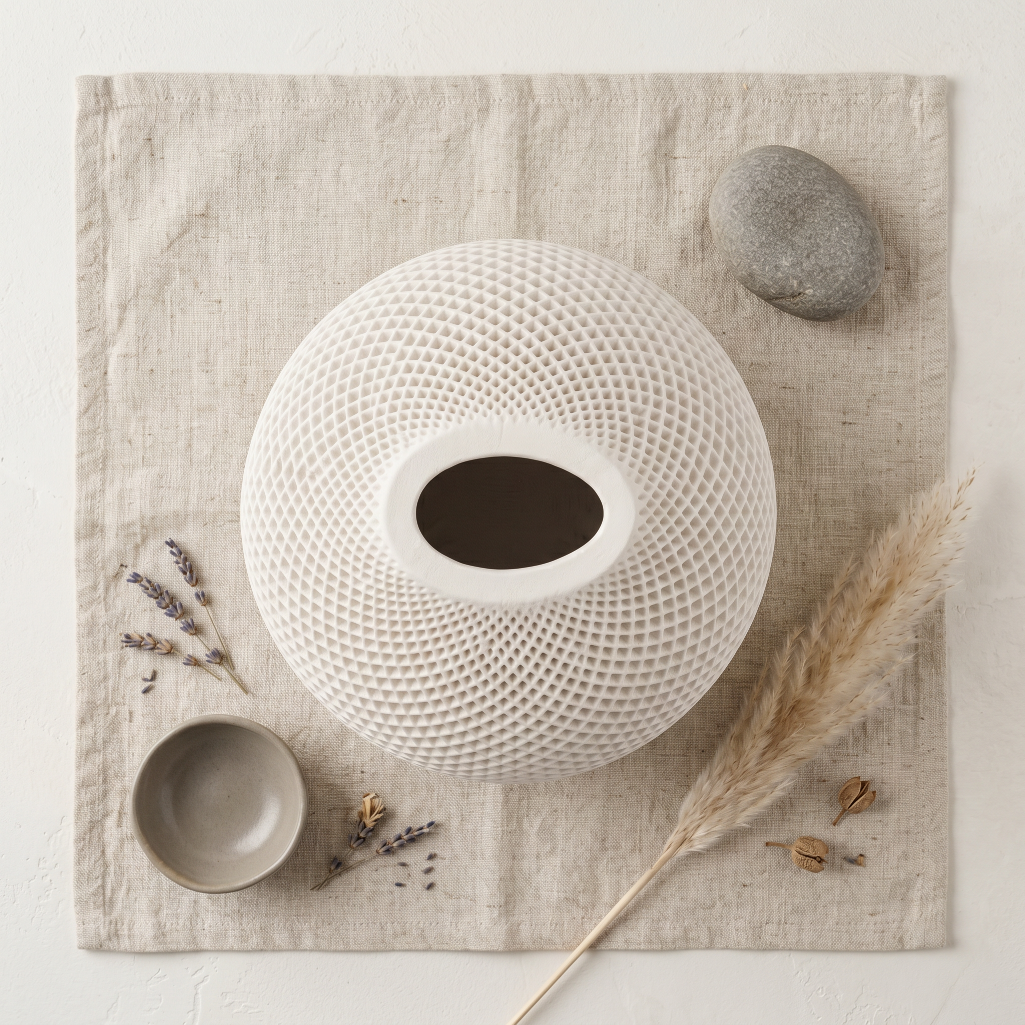 Teardrop Honeycomb Vase – Gypsum White 5"