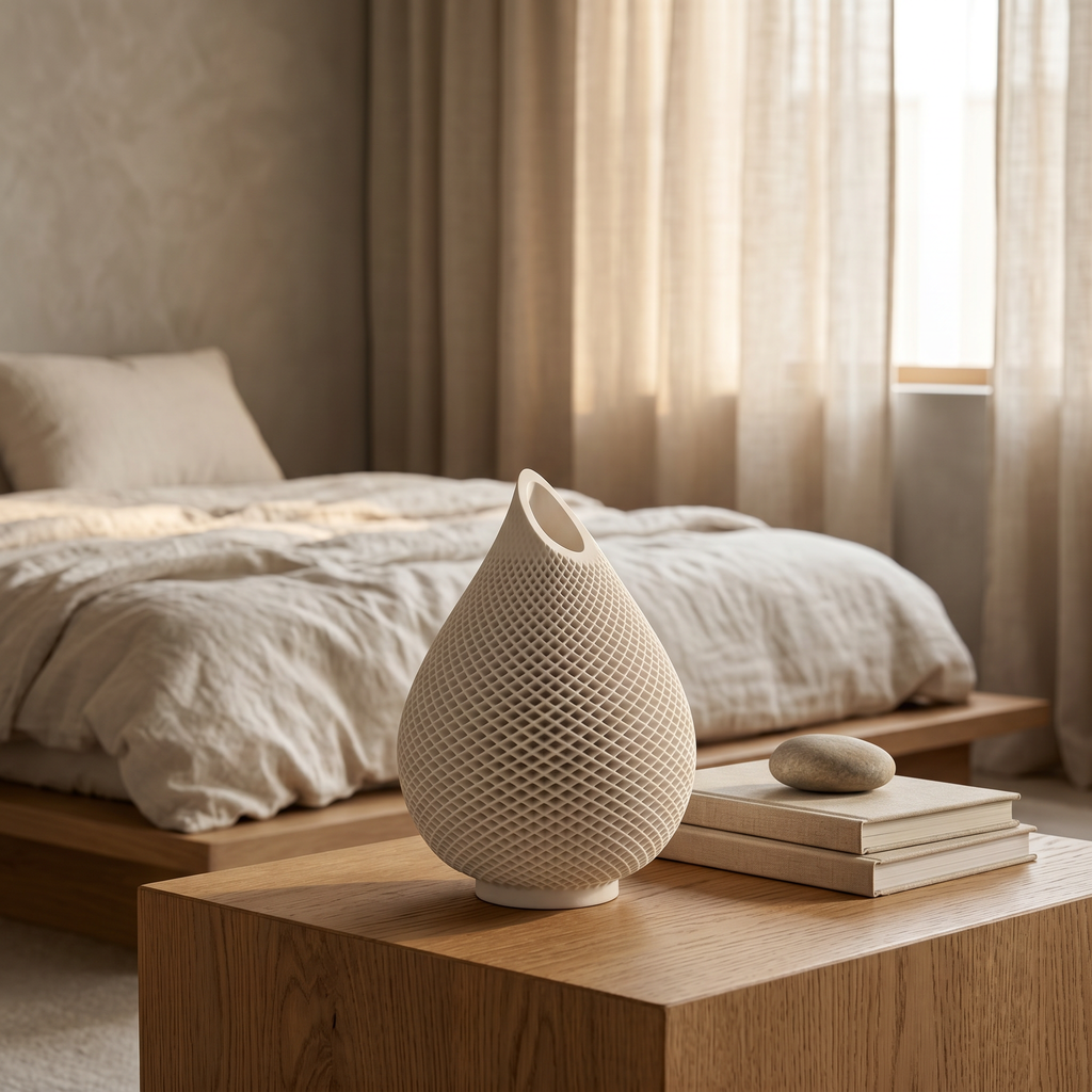 Teardrop Honeycomb Vase – Gypsum White 5"