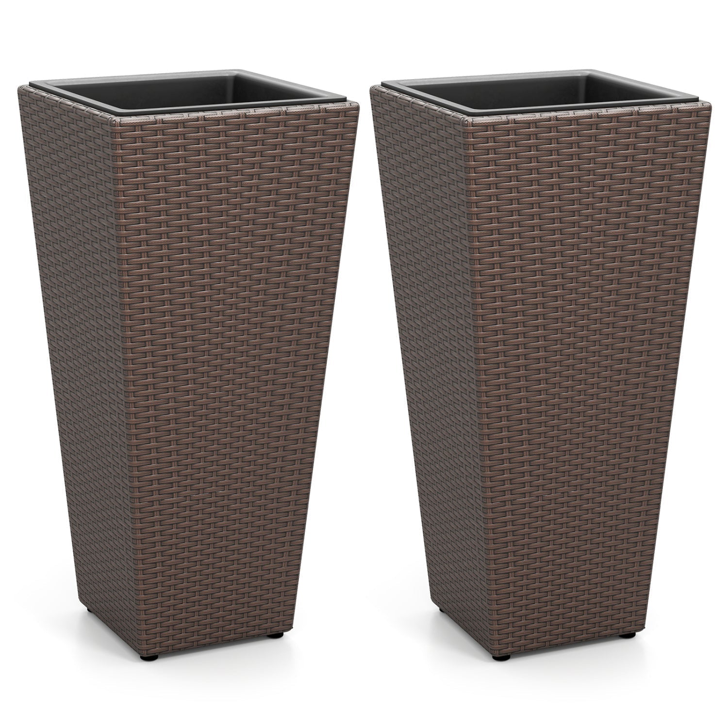 Tall Rattan Plant Pots with Liners - Set of 2 - Cheeky Garden
