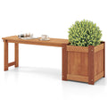Teak Oil Finish Raised Garden Bed Wood Planter Box with Bench - Cheeky Garden