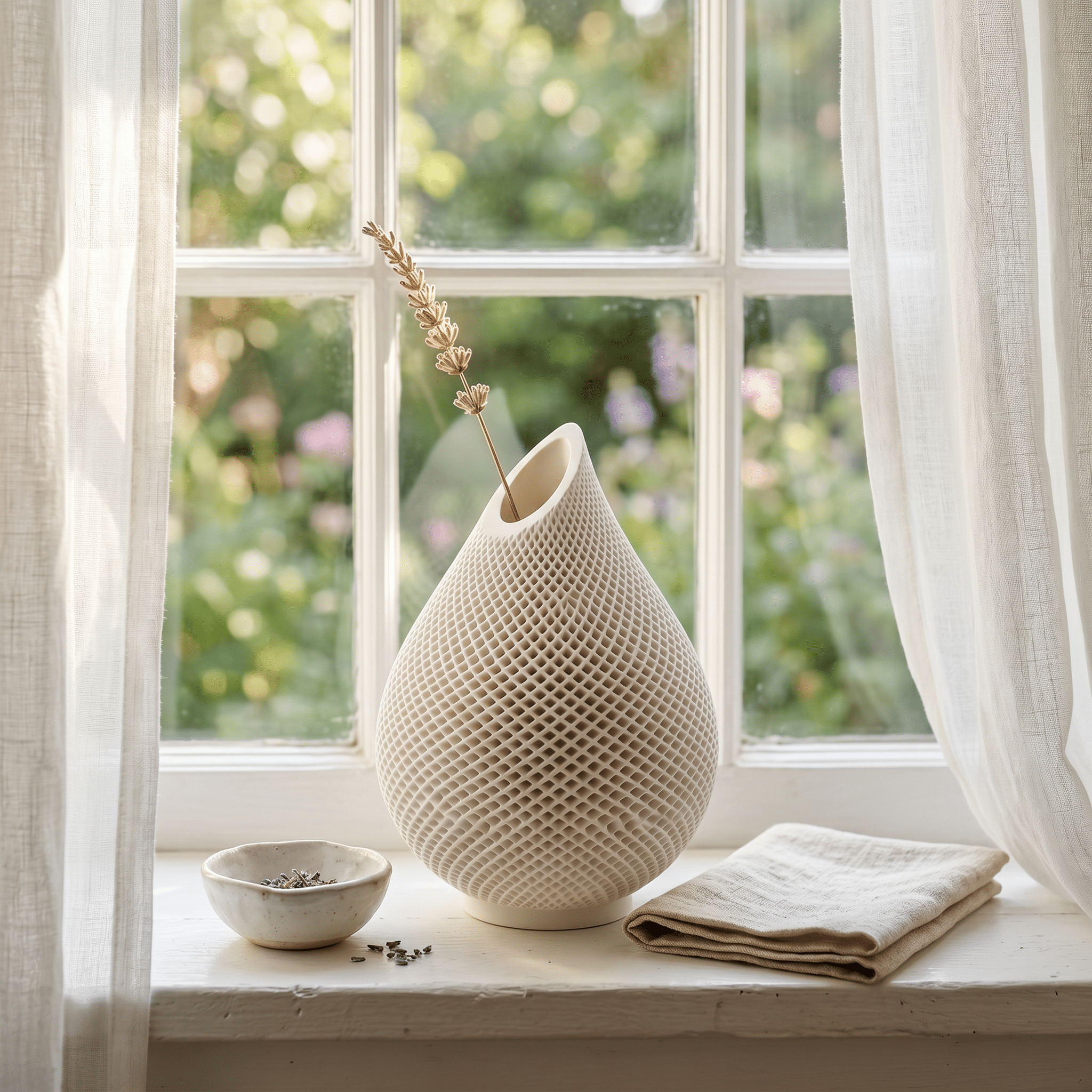 Teardrop Honeycomb Vase – Gypsum White 5" - Cheeky Garden