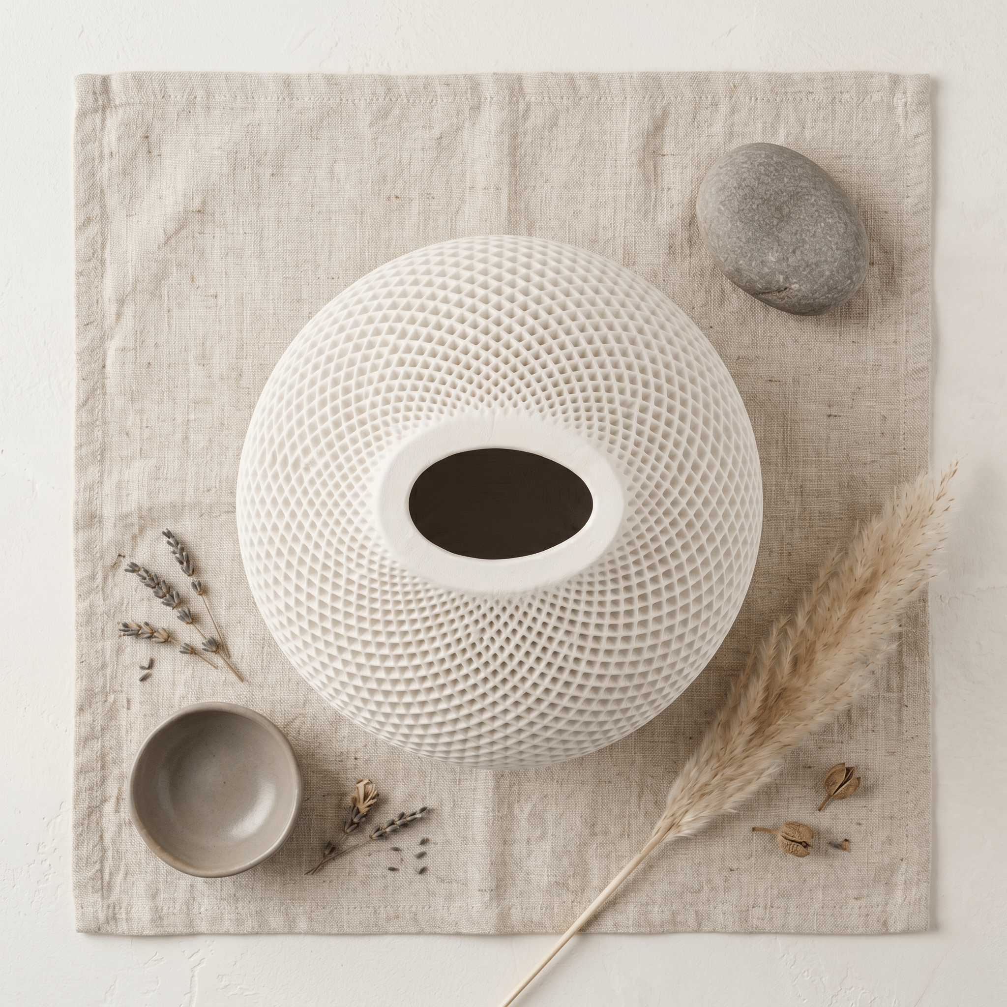 Teardrop Honeycomb Vase – Gypsum White 5" - Cheeky Garden