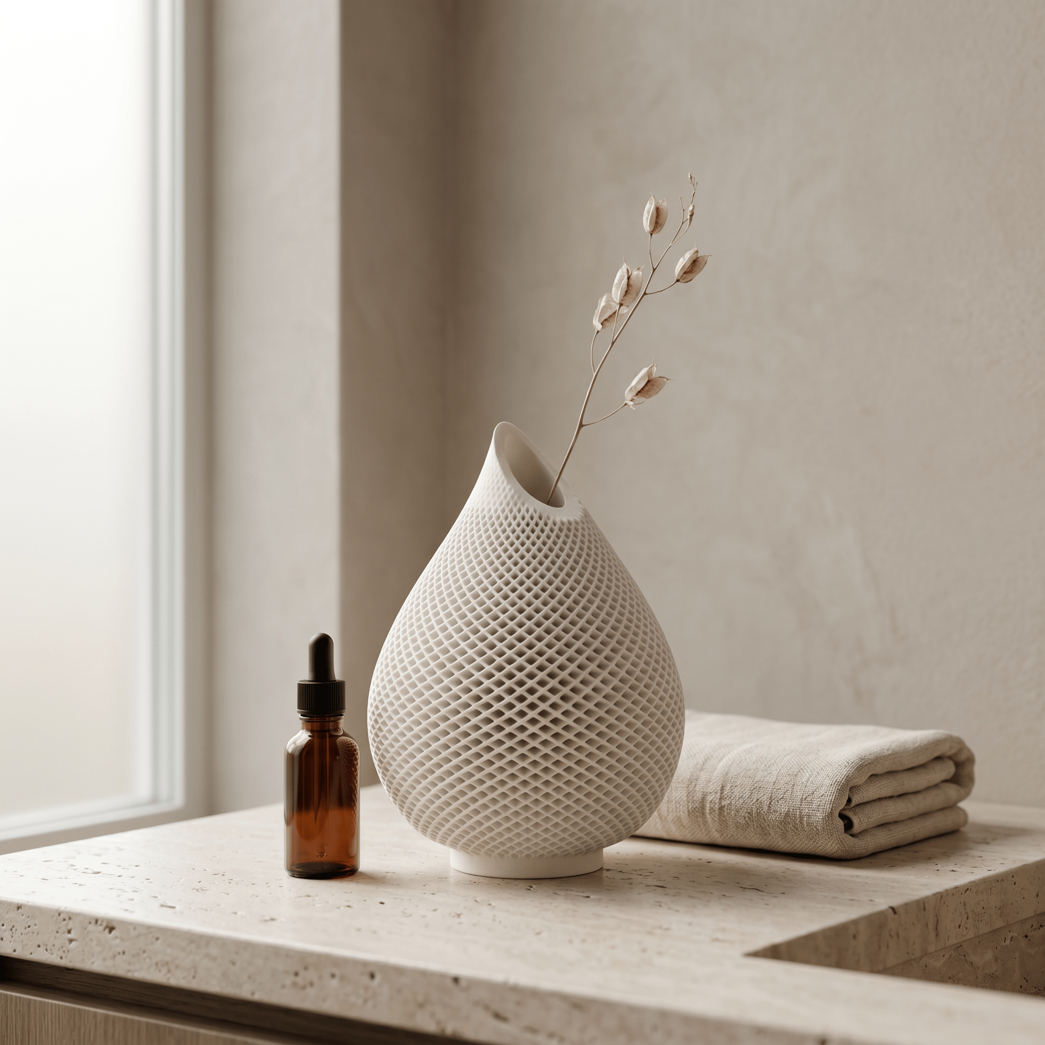 Teardrop Honeycomb Vase – Gypsum White 5" - Cheeky Garden