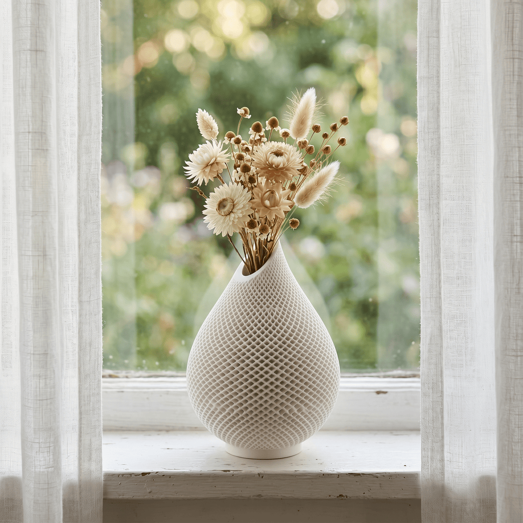 Teardrop Honeycomb Vase – Gypsum White 5" - Cheeky Garden