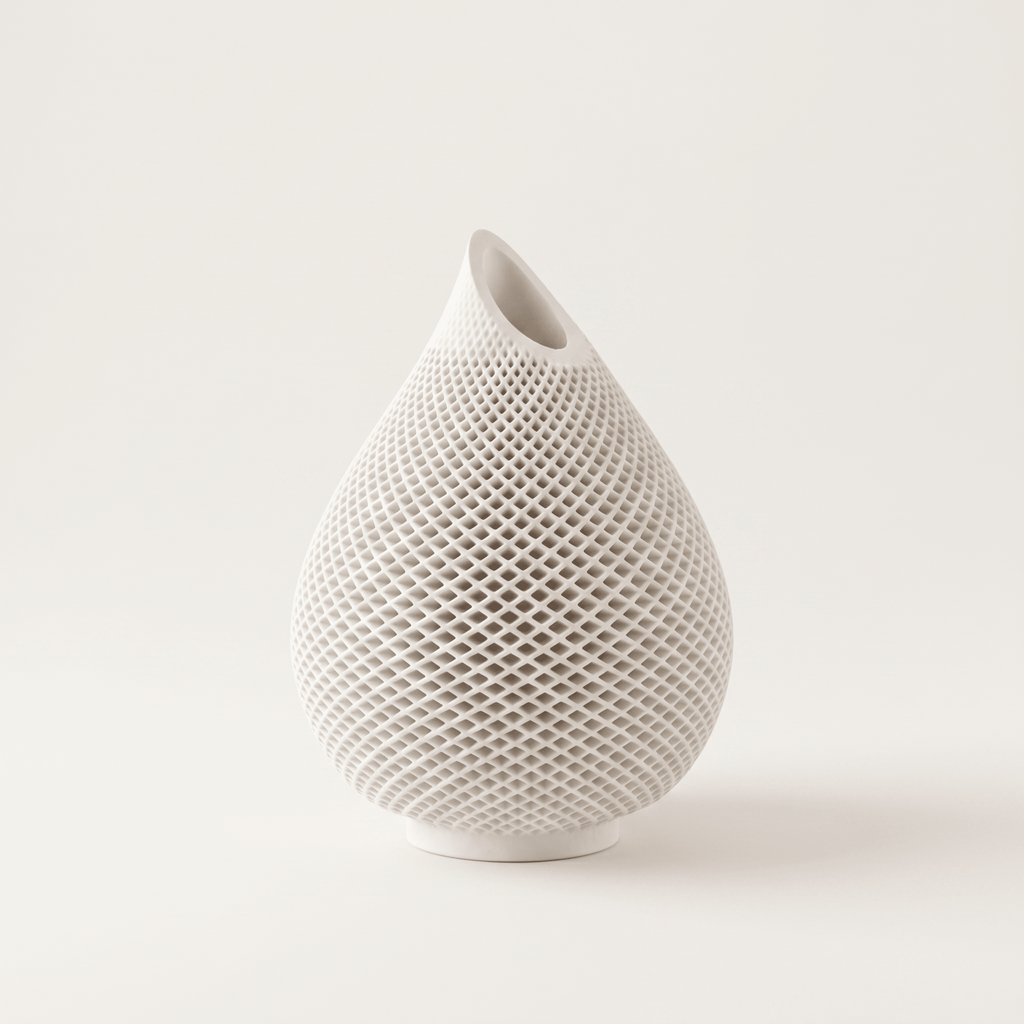 Teardrop Honeycomb Vase – Gypsum White 5" - Cheeky Garden