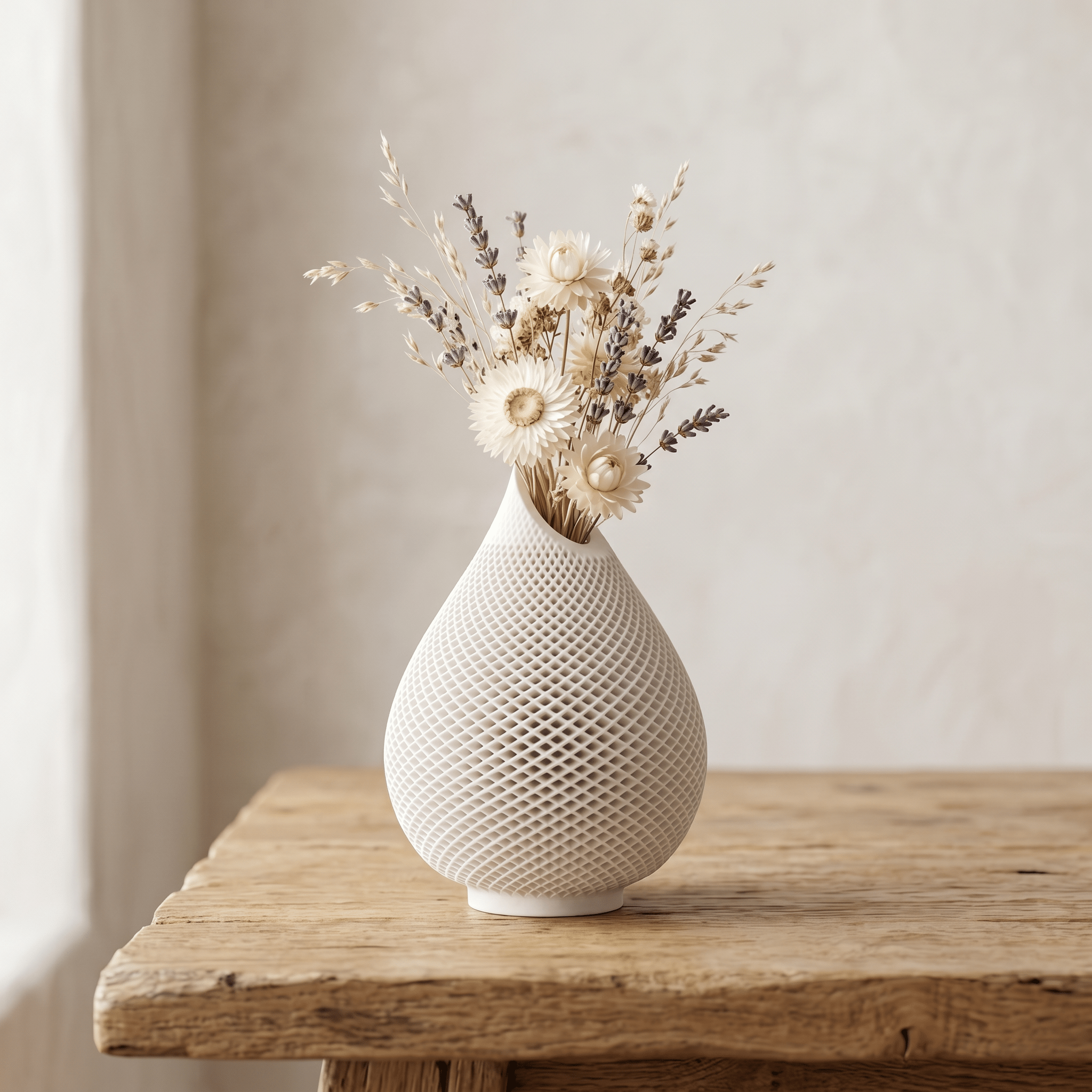 Teardrop Honeycomb Vase – Gypsum White 5" - Cheeky Garden