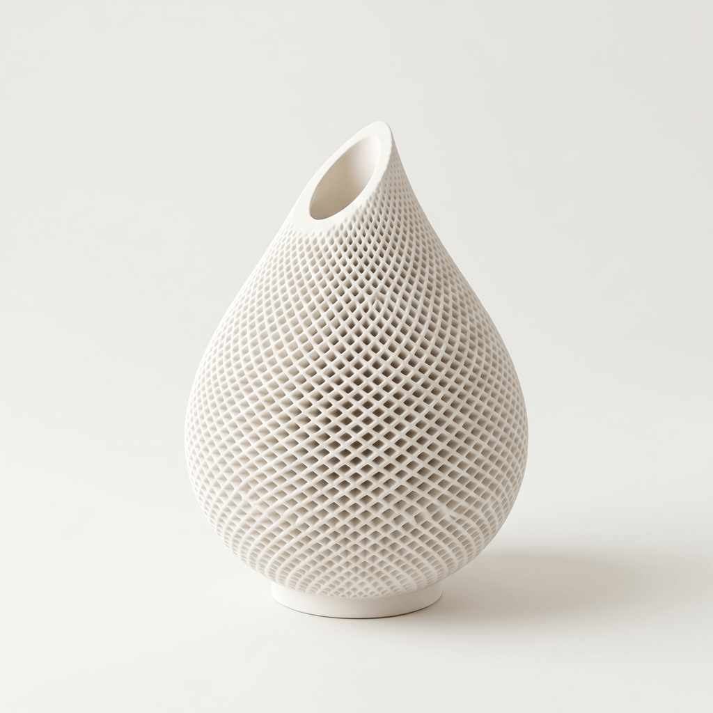 Teardrop Honeycomb Vase – Gypsum White 5" - Cheeky Garden