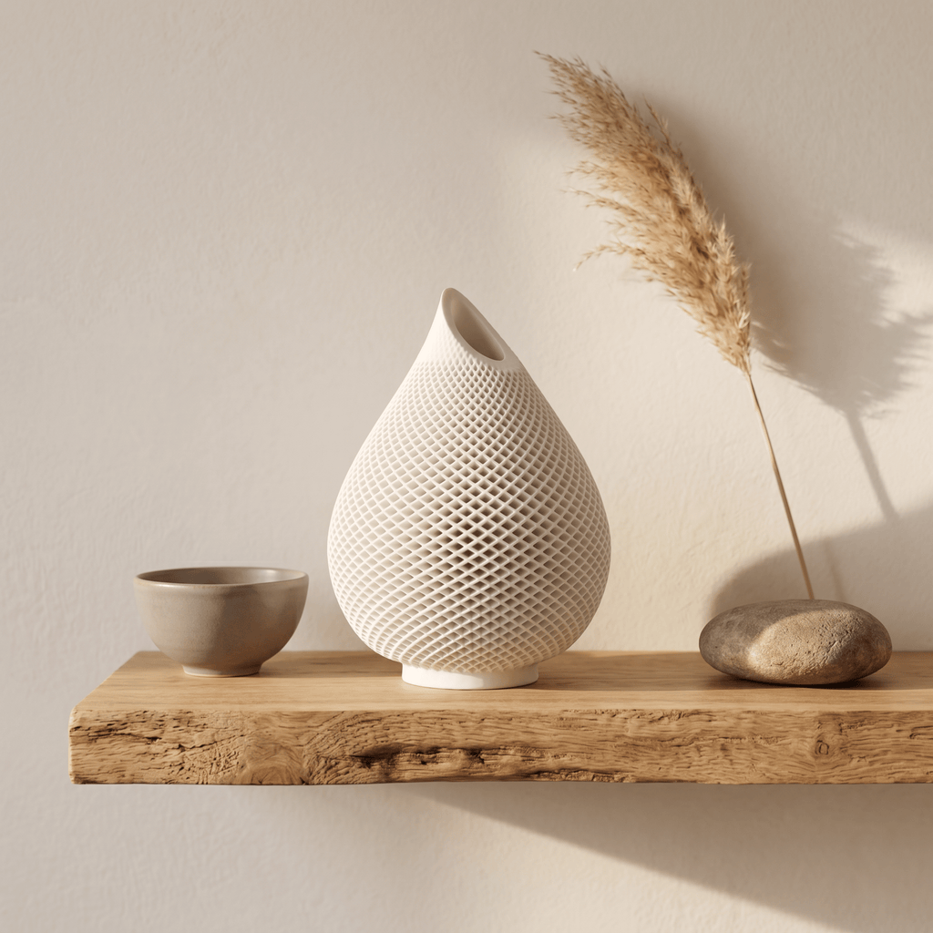Teardrop Honeycomb Vase – Gypsum White 5" - Cheeky Garden