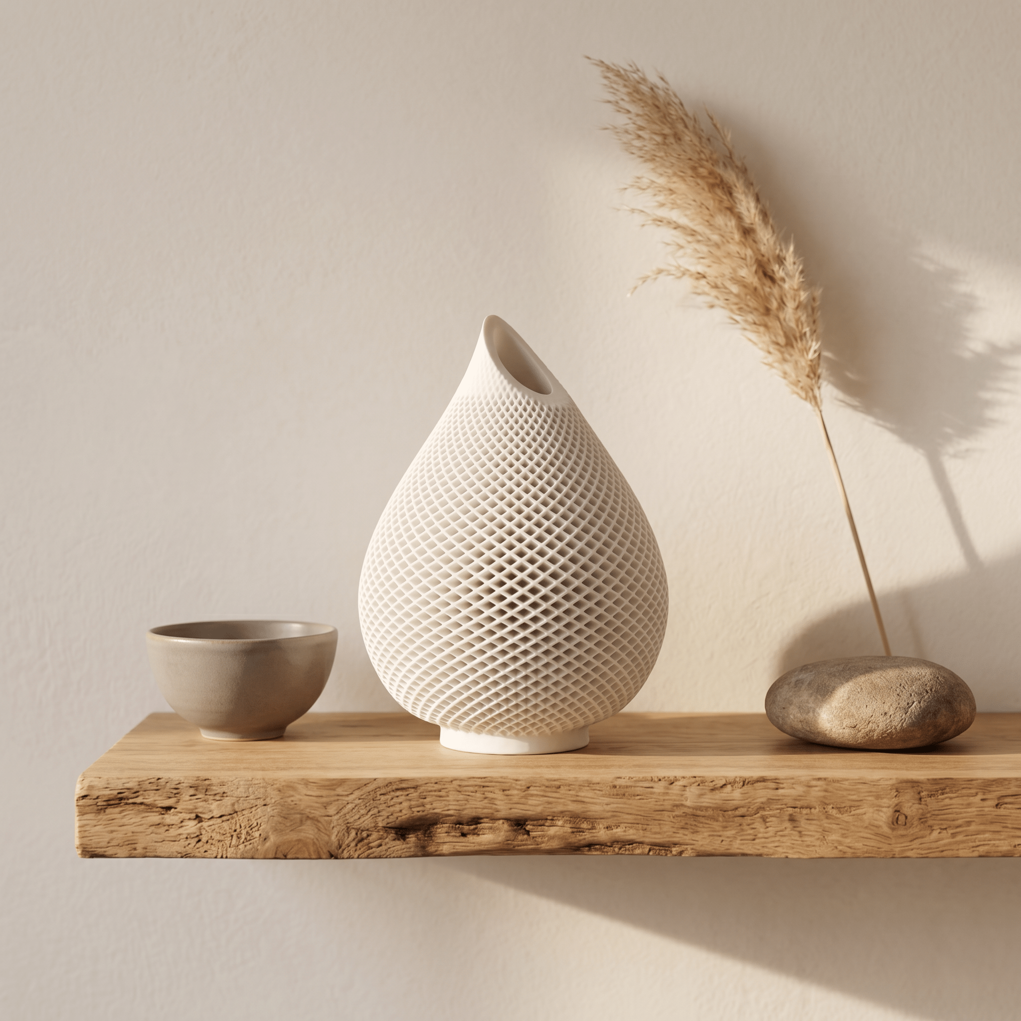 Teardrop Honeycomb Vase – Gypsum White 5" - Cheeky Garden