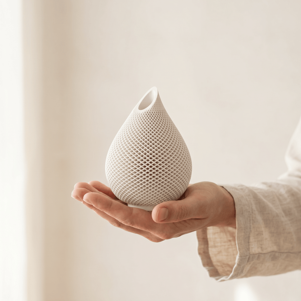 Teardrop Honeycomb Vase – Gypsum White 5" - Cheeky Garden