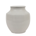 Terracotta Cachepot Jar in White Glaze, Short - Cheeky Garden