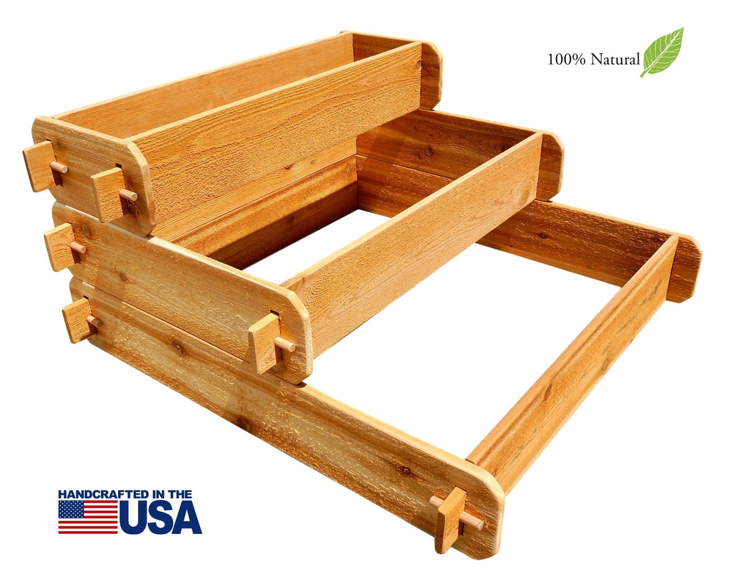 Timberlane Gardens Raised Garden Bed Kit 3 Tiered (1x3 2x3 3x3) Select Cedar Elevated Planter - Cheeky Garden