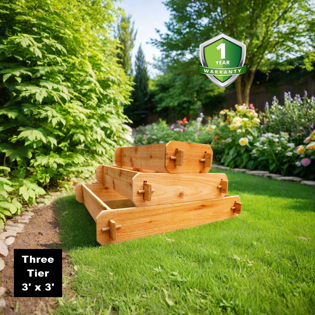 Timberlane Gardens Raised Garden Bed Kit 3 Tiered (1x3 2x3 3x3) Select Cedar Elevated Planter - Cheeky Garden