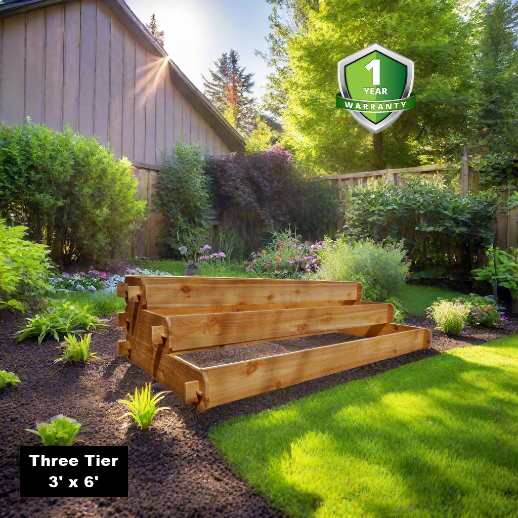 Timberlane Gardens Raised Garden Bed Kit Large 3 Tiered (1x6 2x6 3x6) Select Cedar Elevated Planter - Cheeky Garden