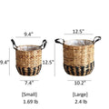 Two-Tone Basket Planter with Leather Handles - Cheeky Garden