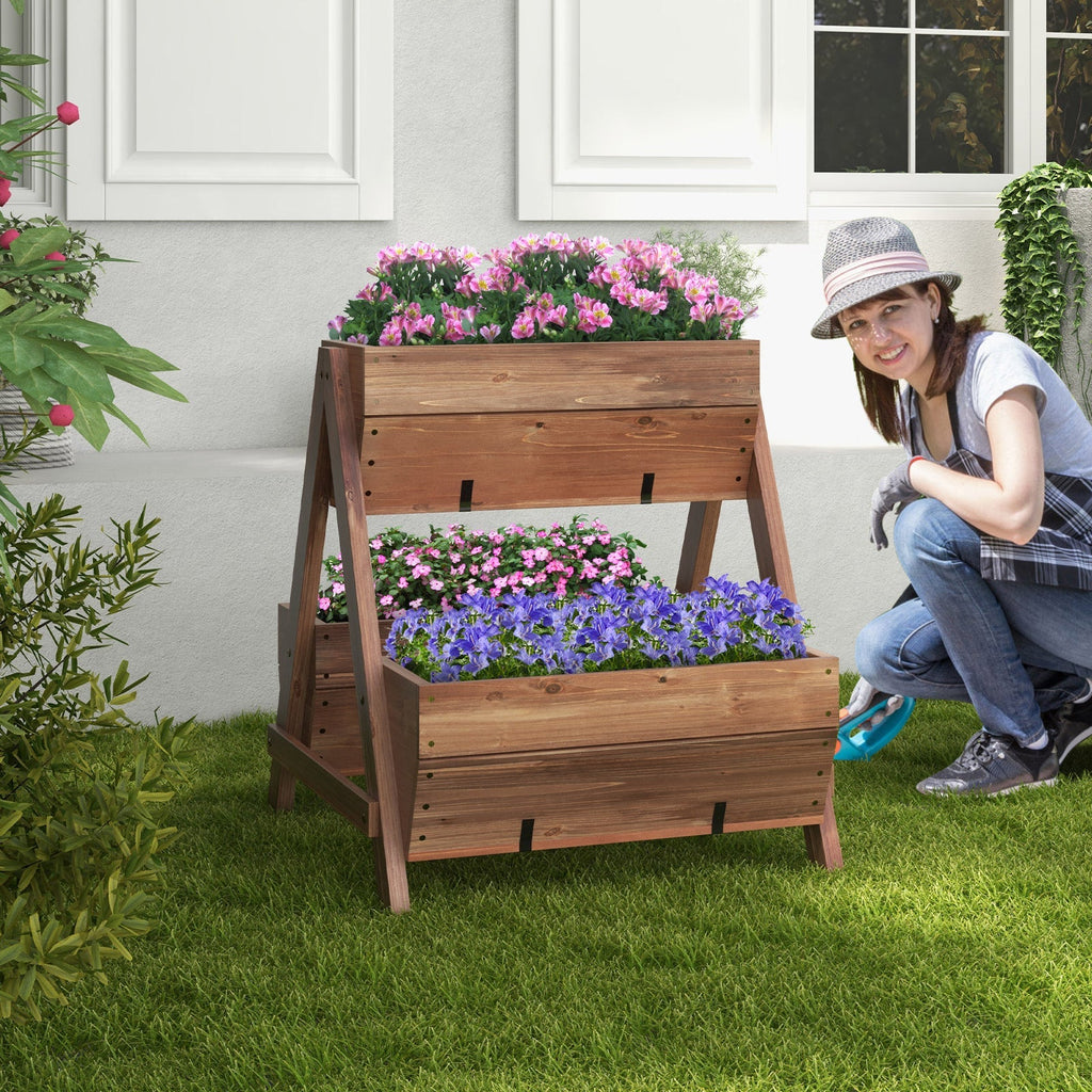 Vertical Raised Garden bed with 3 Wooden Planter Boxes - Cheeky Garden