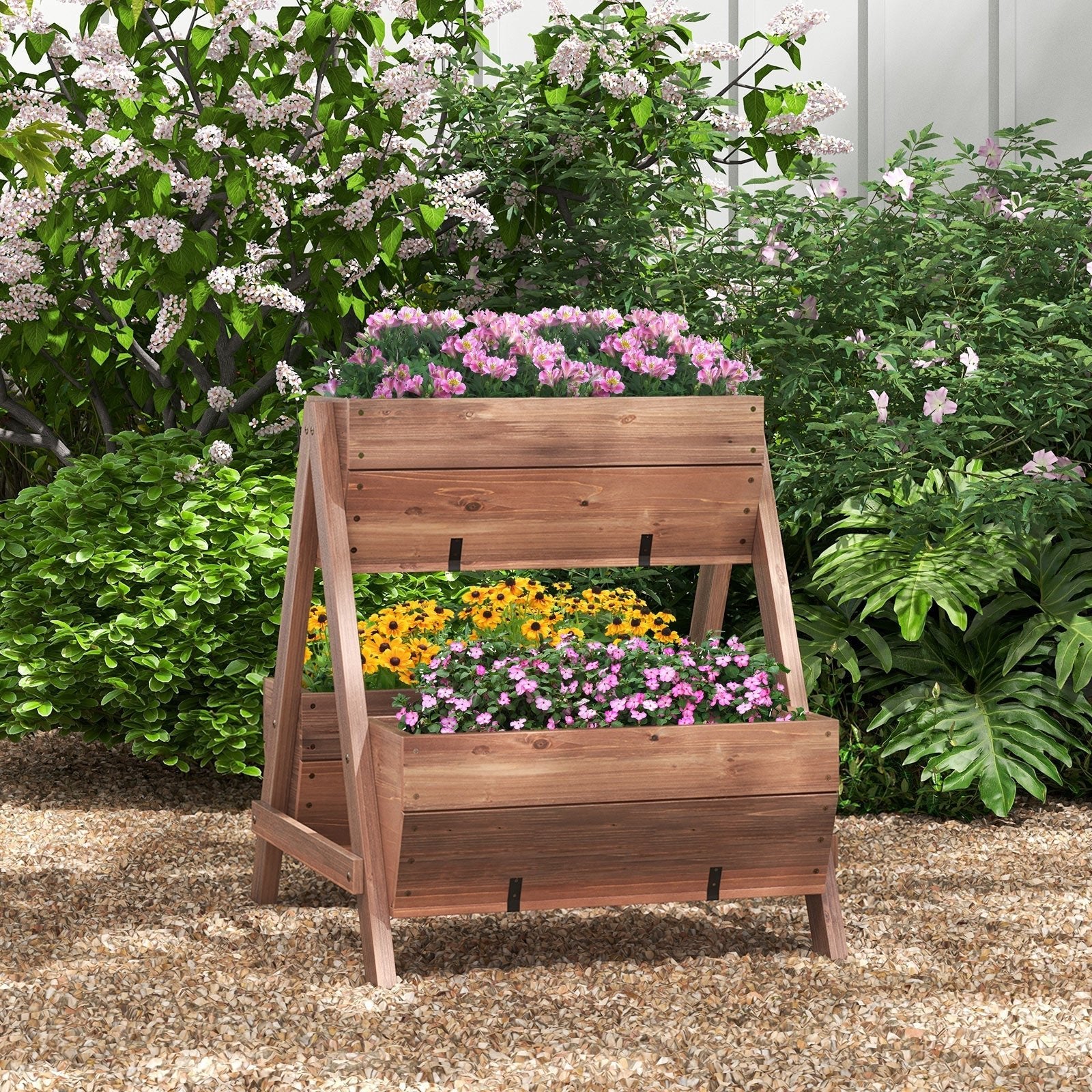 Vertical Raised Garden bed with 3 Wooden Planter Boxes - Cheeky Garden