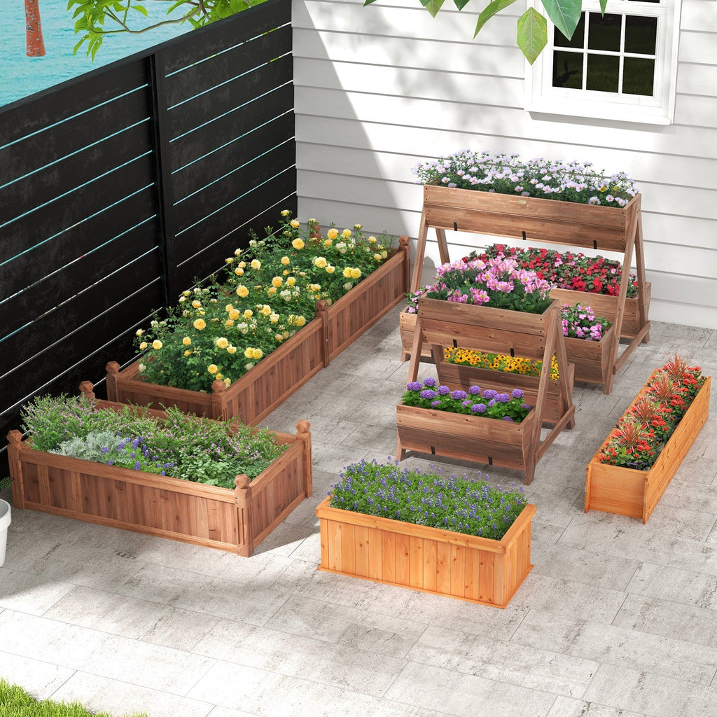Vertical Raised Garden bed with 3 Wooden Planter Boxes - Cheeky Garden