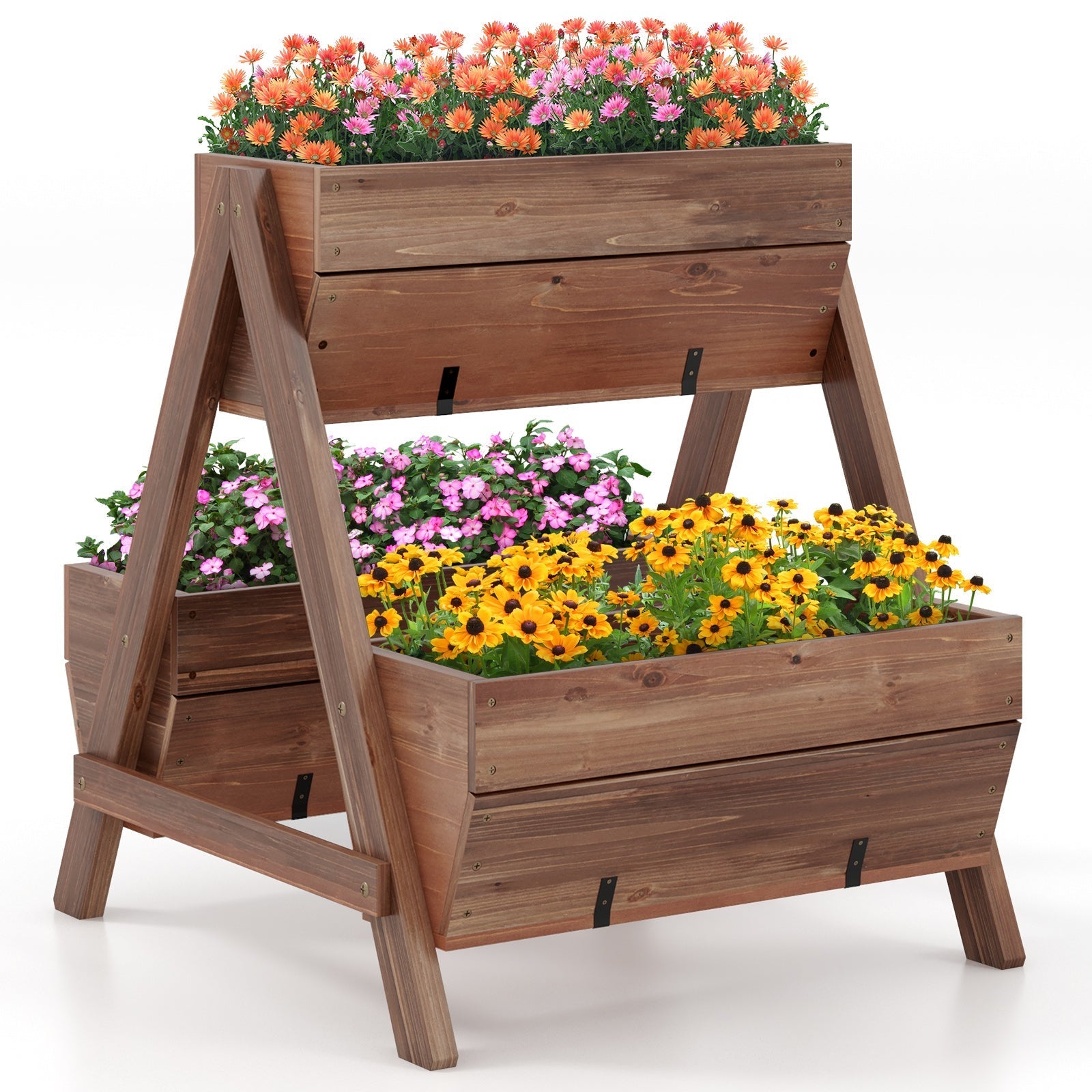 Vertical Raised Garden bed with 3 Wooden Planter Boxes - Cheeky Garden